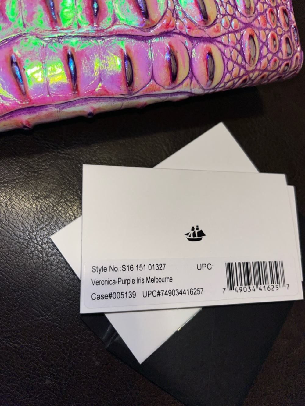 Brahmin Pink Iridescent Croc-Embossed Envelope Clutch wallet - Picture 5 of 15